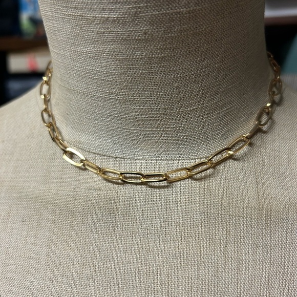 Stainless Gold Chain NecklaceToned Paperclip choke - Picture 1 of 2